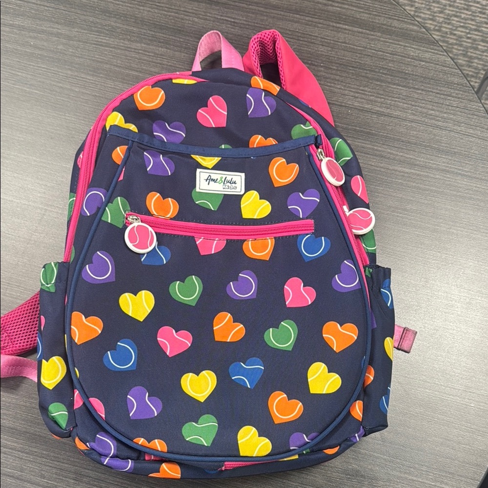 Heart Pattern Kids Backpack by - Multicolor